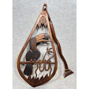Vtg‎ Toucan Wall Art Decor Wood Carving Manaus AM Arinos Brazil Signed Handmade